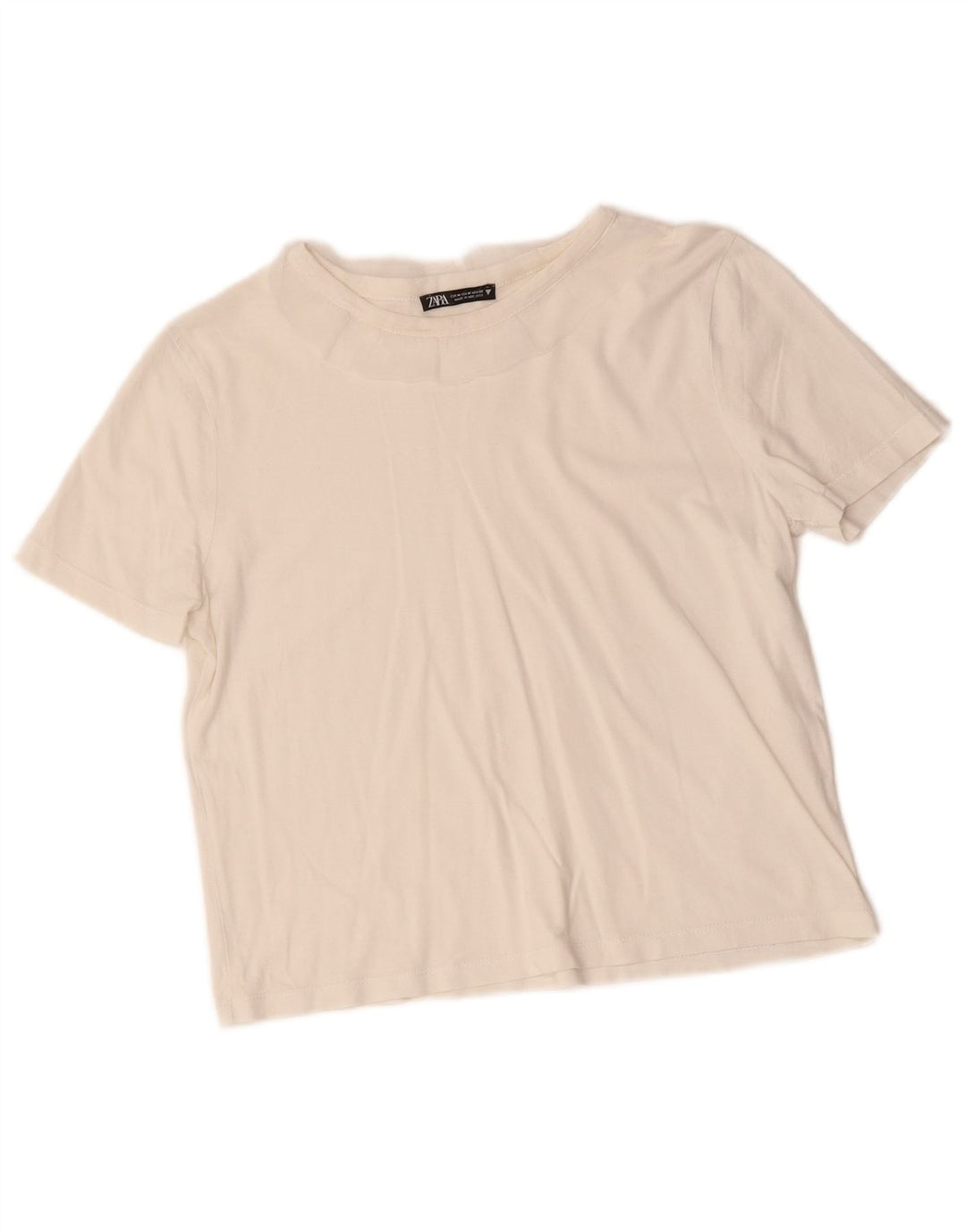 Tricou Crop pentru femei Zara UK 12 Medium White