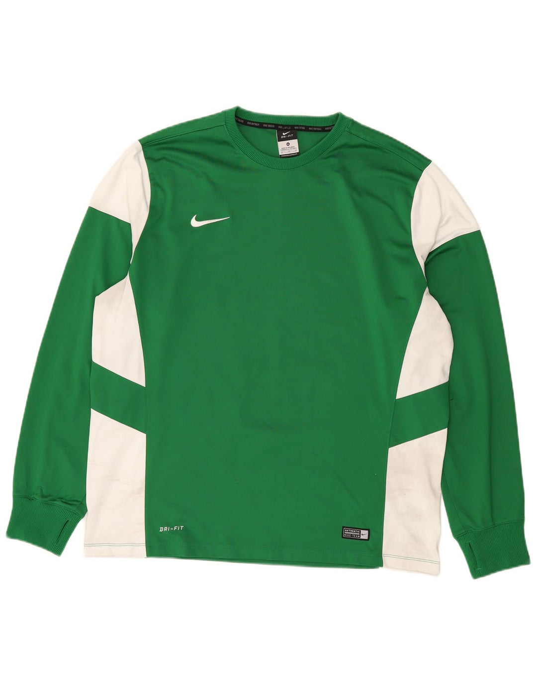 NIKE Dri Fit Top cu mânecă lungă, XL, verde, poliester color bloc