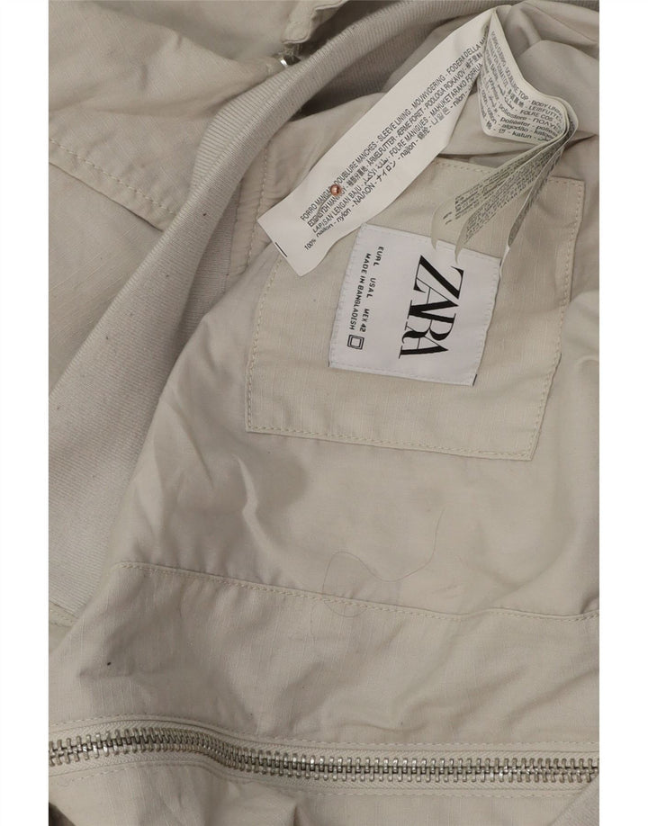 Bomber pentru bărbați Zara UK 40, mare, alb, nailon