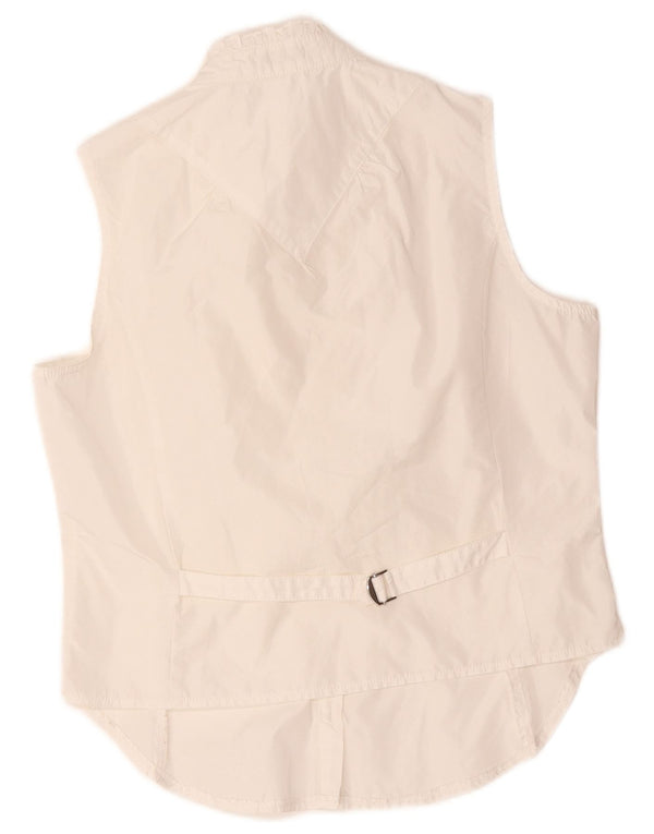 Bluză cămașă fără mâneci pentru femei Benetton cu volane în față UK 14 Medium White