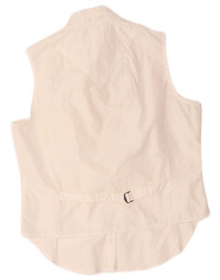 Bluză cămașă fără mâneci pentru femei Benetton cu volane în față UK 14 Medium White