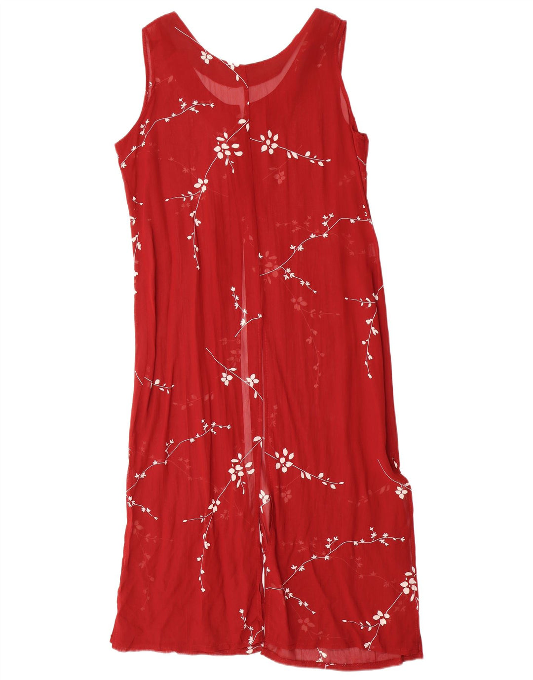 Rochie maxi fără mâneci pentru femei VINTAGE UK 14 mare, roșu, floral, viscoză