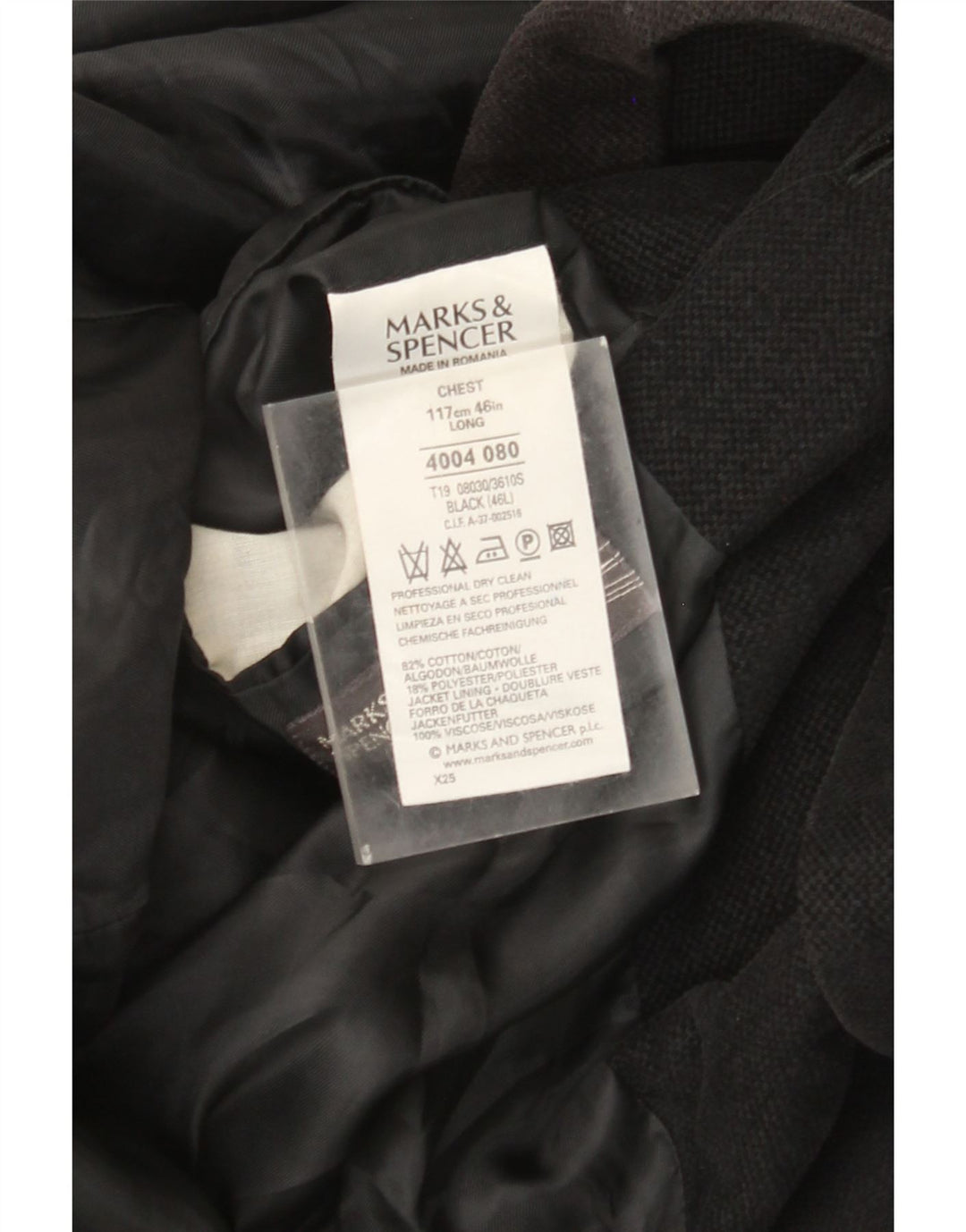 Sacou Marks & Spencer pentru bărbați, cu 3 nasturi, UK 46 XL, bumbac negru
