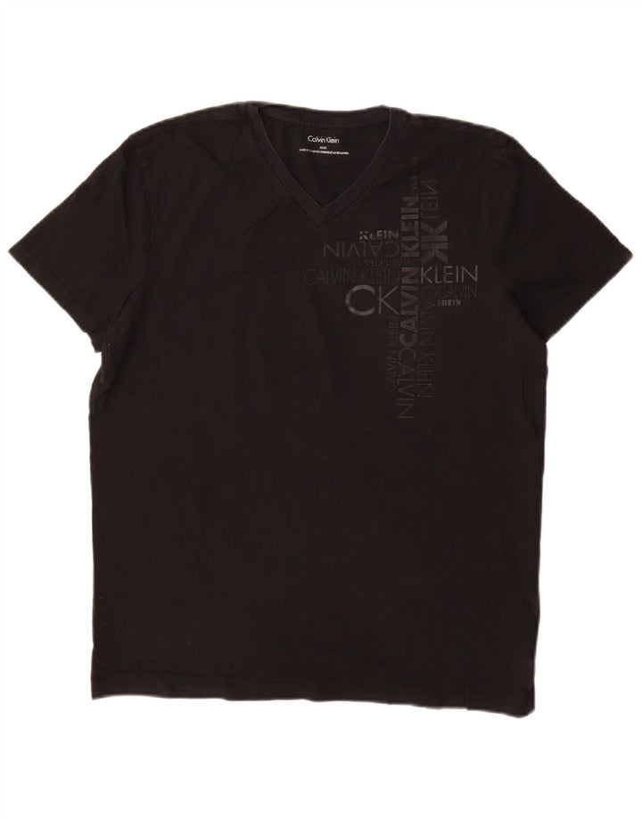 CALVIN KLEIN Tricou cu grafic pentru femei Top UK 14 Medium Black Bumbac
