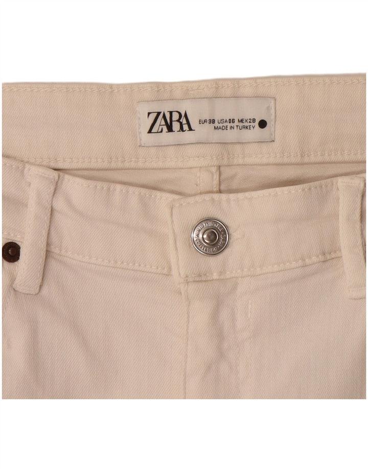 Bermude ZARA pentru damă, pantaloni scurți din denim EU 38 Small W28 Off White