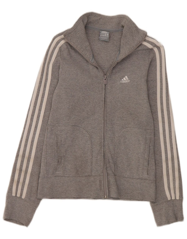 Jachetă de top pentru trening Adidas pentru femei, cu formă regulată, UK 8, bumbac gri mic