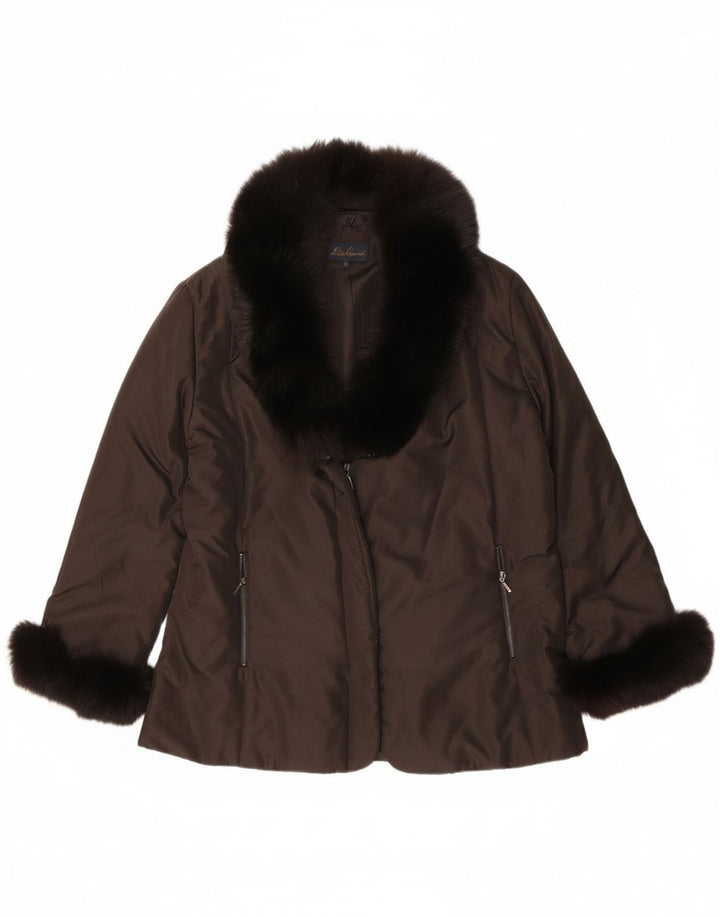 Jachetă căptușită supradimensionată pentru femei Luisa Spagnoli UK 10 Poliester maro mic