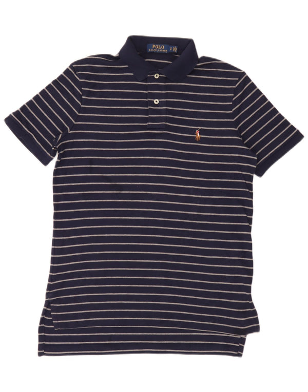 Polo Ralph Lauren Mens Shirt Small Navy Blue Striped Cotton