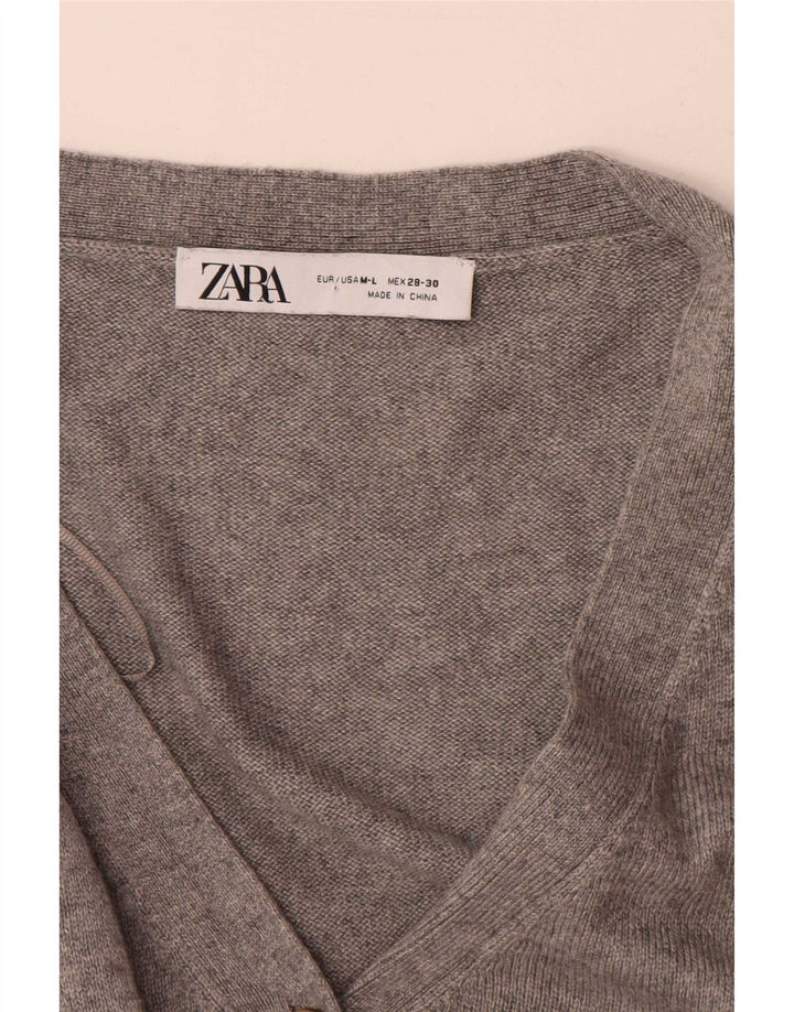 Pulover cardigan supradimensionat pentru femei Zara UK 14 Medium Gri Pete