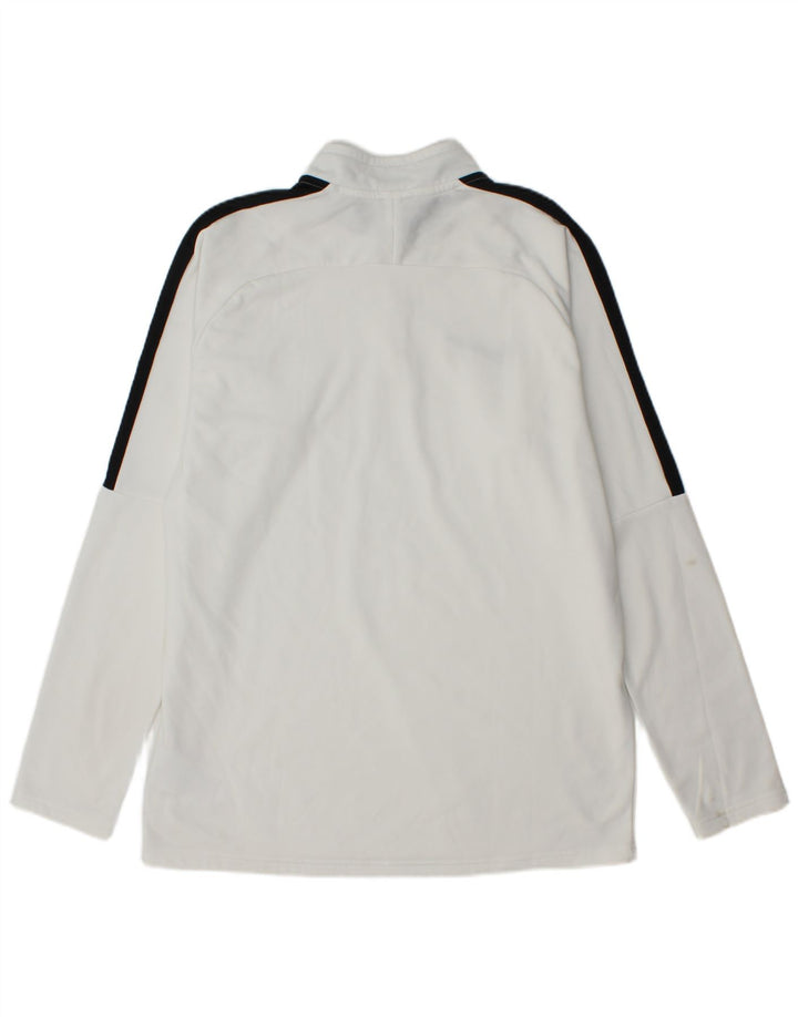 Top de trening pentru bărbați Dri Fit, cu fermoar și gât, color block, alb