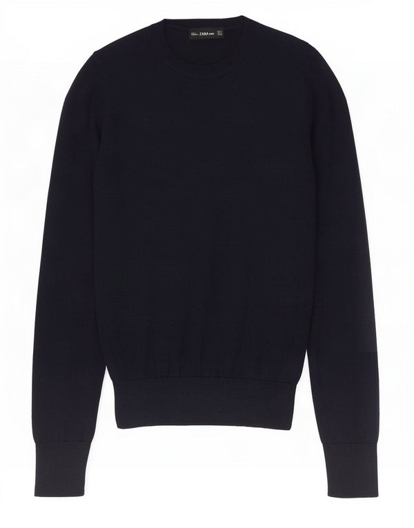 Pulover pentru femei Zara Crop Crew Gate UK 10 Poliester bleumarin mic