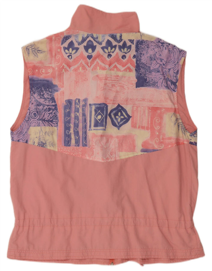 VINTAGE Jachetă de trening fără mâneci pentru femei UK 20 2XL roz geometric