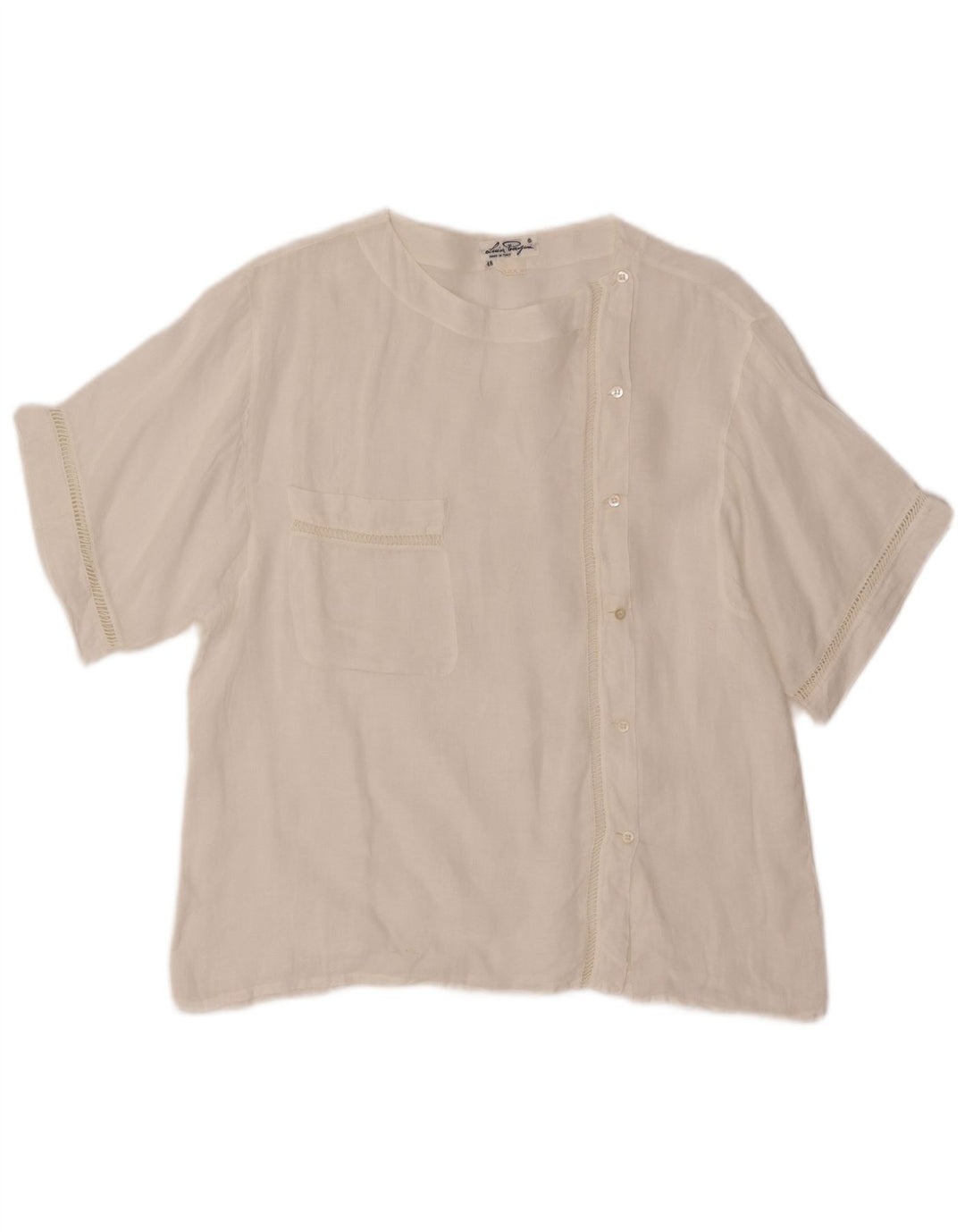 Bluză cămașă cu mânecă scurtă pentru femei VINTAGE IT 48 XL albă