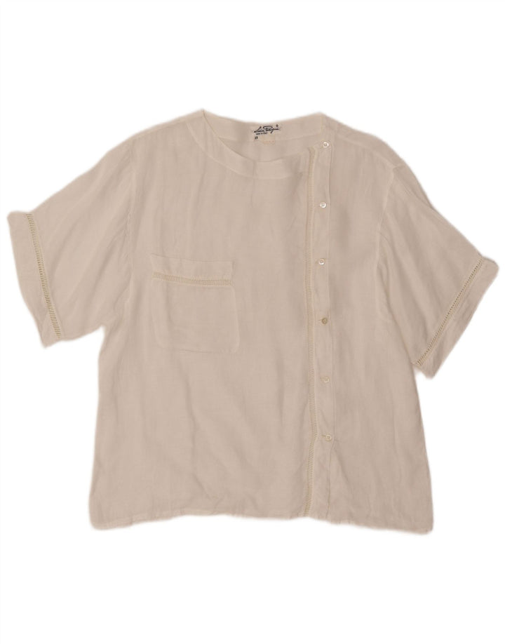 Bluză cămașă cu mânecă scurtă pentru femei VINTAGE IT 48 XL albă