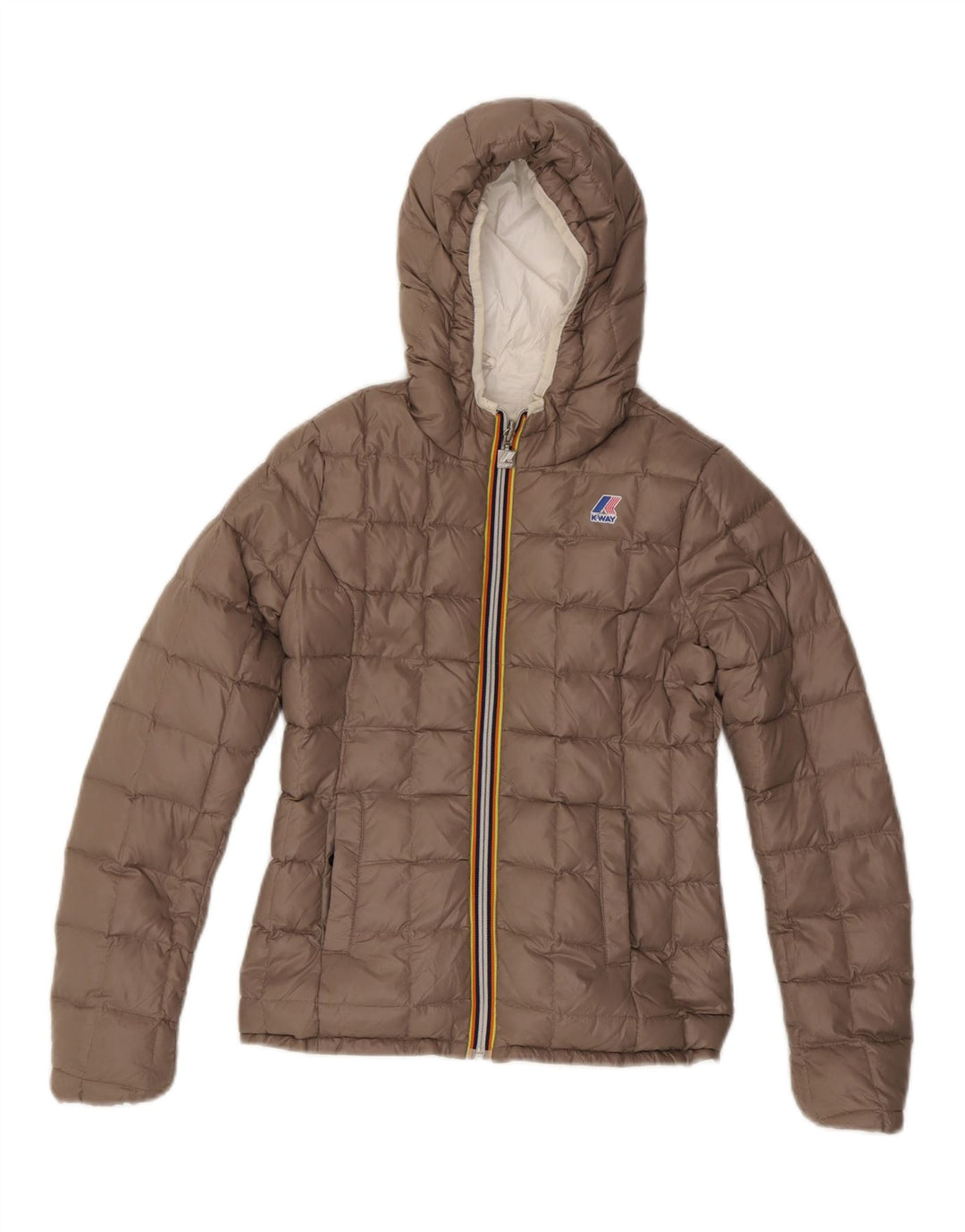 Jachetă căptușită reversibilă cu glugă K-WAY pentru fete 8-9 ani poliamidă albă