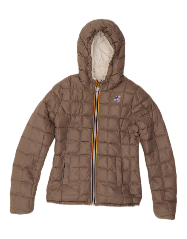 Jachetă căptușită reversibilă cu glugă K-WAY pentru fete 8-9 ani poliamidă albă