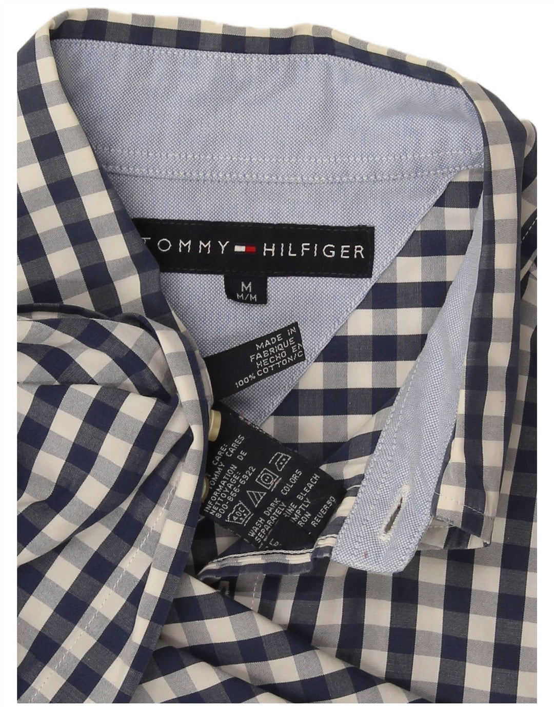 Cămașă pentru bărbați Tommy Hilfiger, bumbac vichy, albastru bleumarin mediu