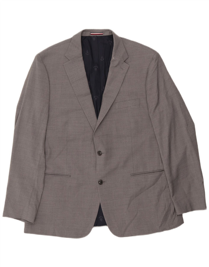 TOMMY HILFIGER Sacou blazer pentru bărbați cu 2 nasturi UK 48 4XL Lână gri