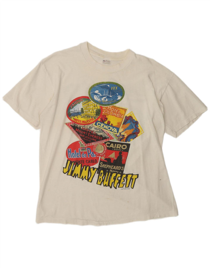 Tricou cu grafic Jimmy Buffet Vintage pentru bărbați Top mare din bumbac alb