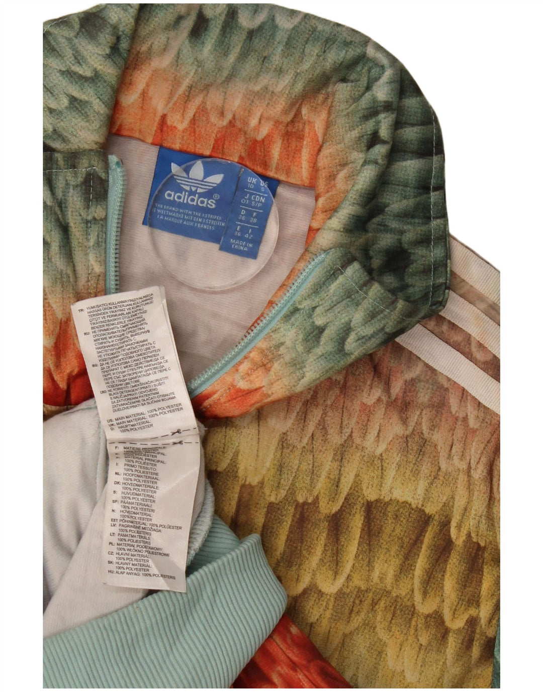 Jachetă de top pentru trening Adidas pentru femei UK 10 Small Multicolor Geometric