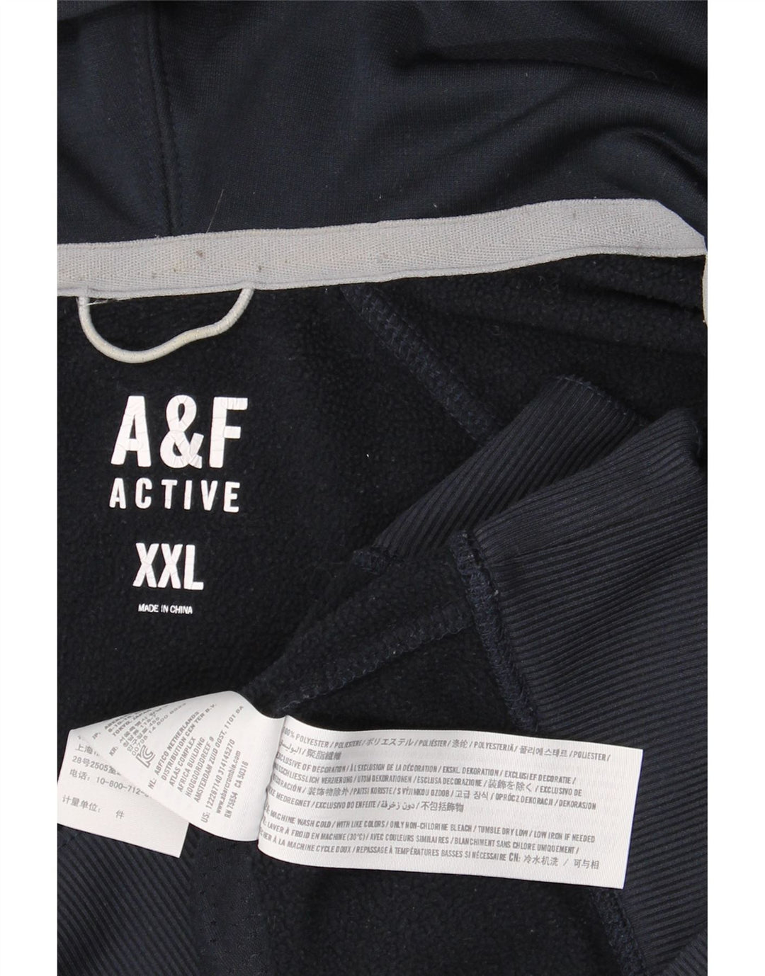 ABERCROMBIE & FITCH Pulover cu glugă cu fermoar pentru bărbați 2XL poliester bleumarin