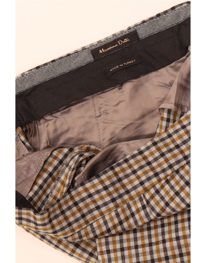 MASSIMO DUTTI Womens Crop Slim Chino Trousers W30 L26 Beige Gingham
