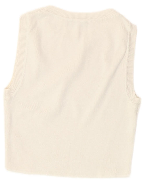 Zara femei Crop Vest Tank Top UK 8 Small Off White