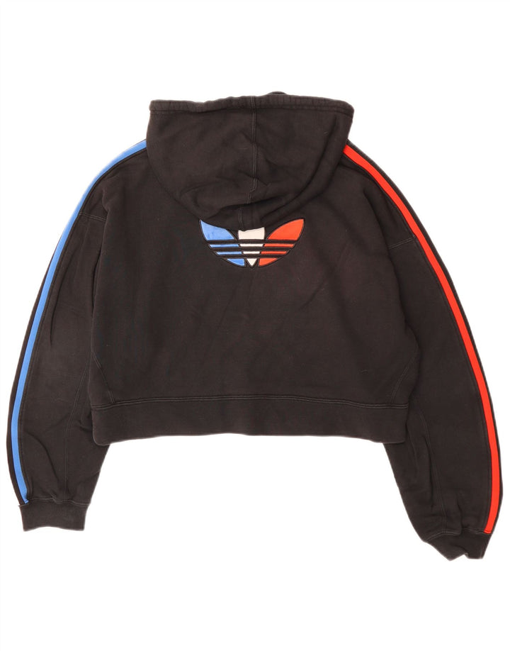 Jumper ADIDAS pentru femei, supradimensionat, cu capota cu grafică, UK 14, negru mediu