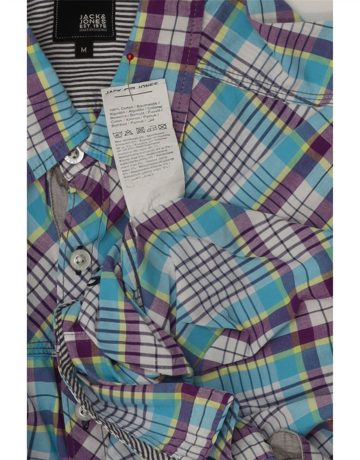 Cămașă cu mânecă scurtă pentru bărbați JACK & JONES, bumbac cu carouri albastru mediu