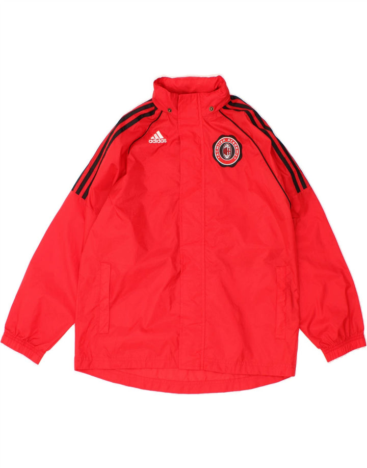 ADIDAS Boys AC Milan Oversized Graphic Raincoat 11-12 Years Red Nylon Vintage Adidas and Second-Hand Adidas from Messina Hembry 