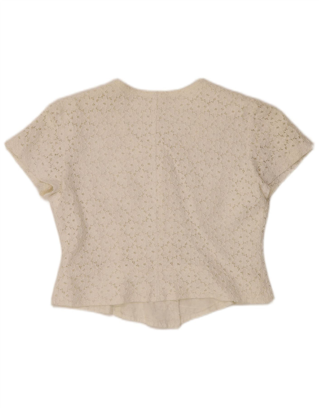 Bluză cămașă cu mânecă scurtă pentru femei VINTAGE IT 46, mare, alb, cu flori