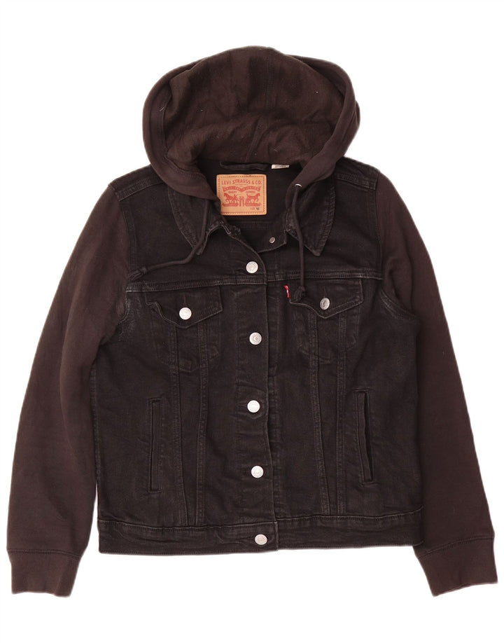Jachetă de blugi cu glugă Levi's pentru femei UK 14, bumbac mediu negru