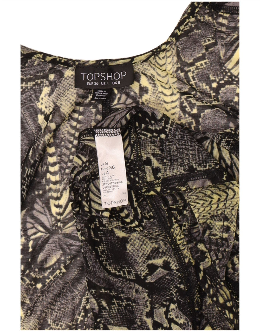Topshop Womens See Through Cardigan Top UK 8 Small Multicolor