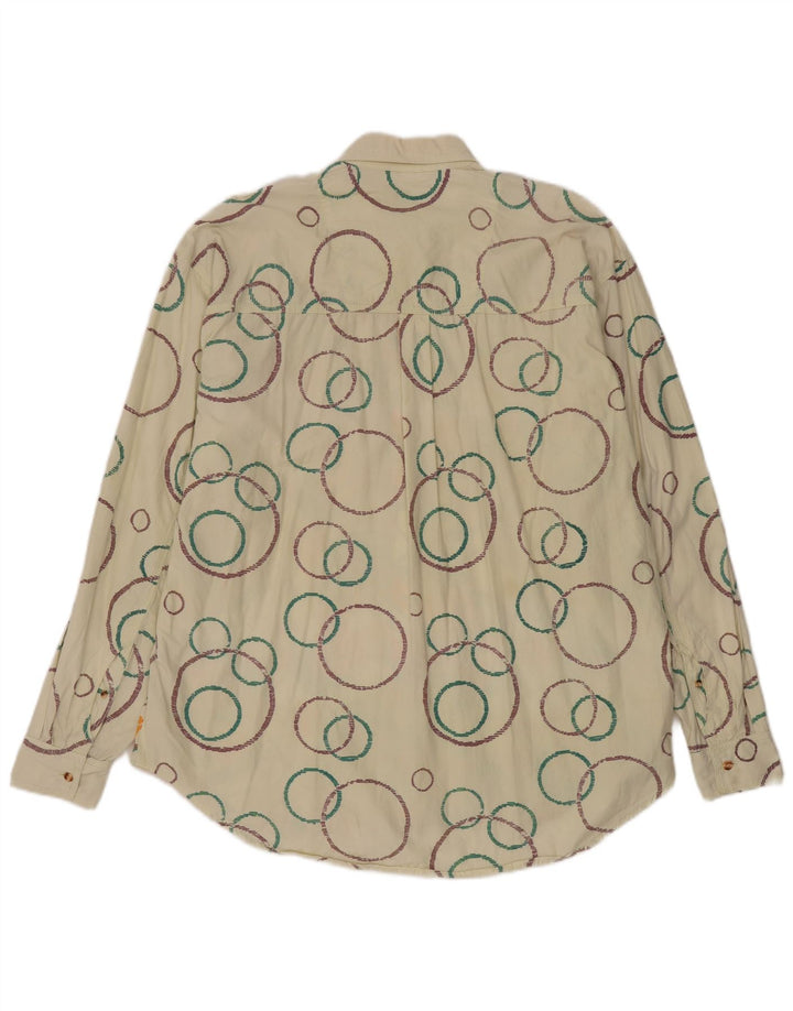 Cămașă Vintage pentru bărbați 2XL bumbac geometric alb