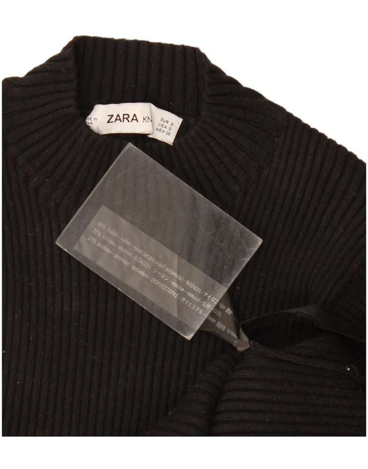 Bluză din tricot pentru femei Zara UK 8 Small Nylon negru