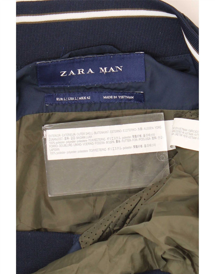 Bomber pentru bărbați Zara UK 40 mare, albastru, poliester