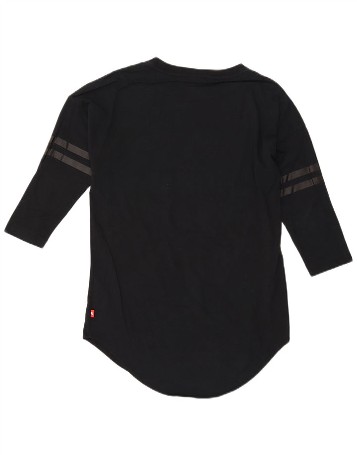 Top grafic Nike pentru bărbați, mânecă 3/4, mic, negru, bumbac