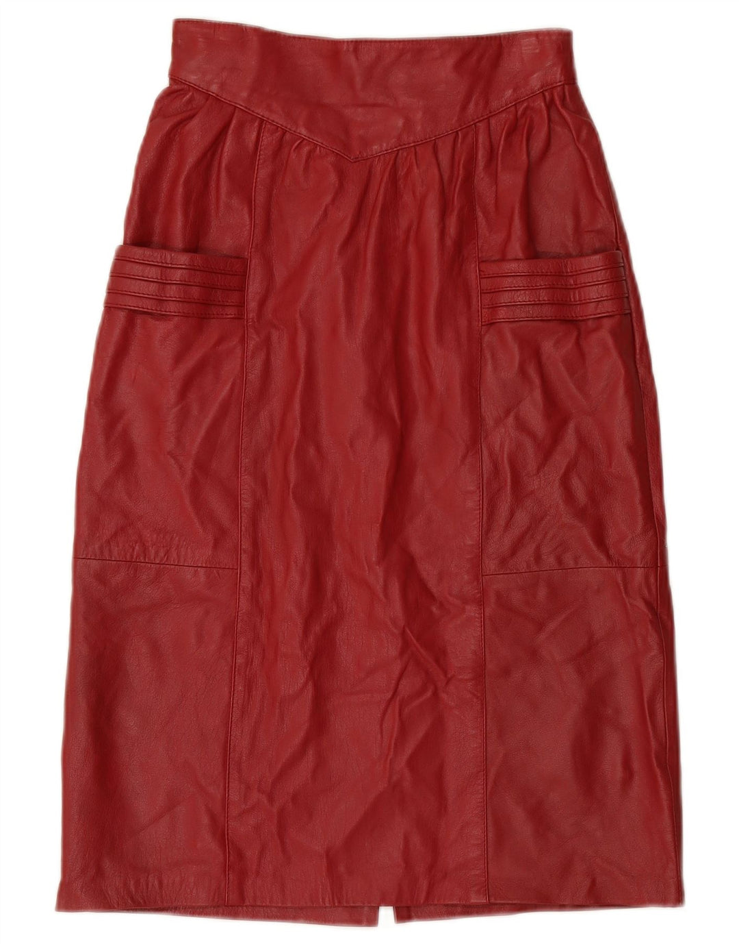 Fusta din piele cu talie înaltă pentru femei VINTAGE W24 XS Burgundy