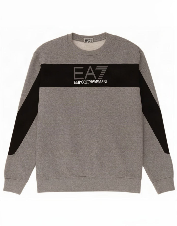 Hanorac cu grafic pentru bărbați Emporio Armani Pulover Gri mediu Colorblock