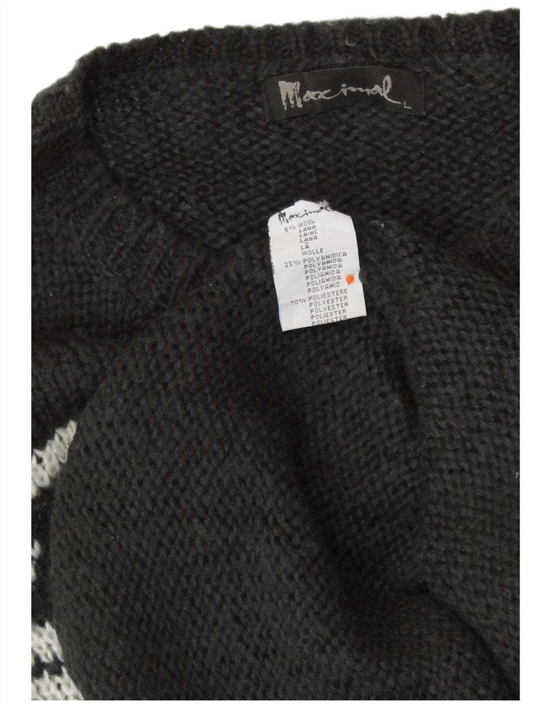 VINTAGE Pulover cu gât roșu pentru femei UK 16 Lână Fair Isle mare neagră