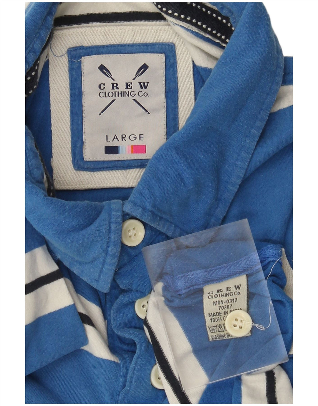 Crew Clothing Tricou polo pentru bărbați, bumbac cu dungi albastre mari