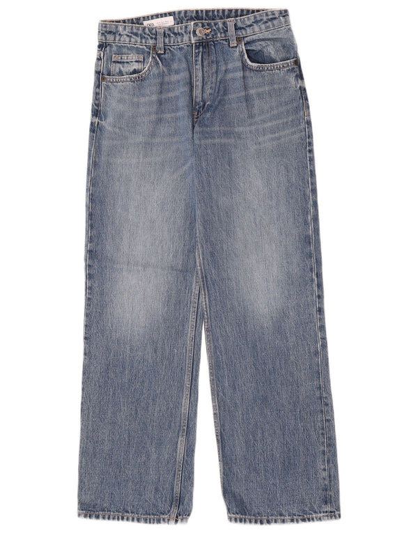 Blugi Zara femei cu talie înaltă cu picioare largi EU 36 XS W26 L30 albastru bumbac
