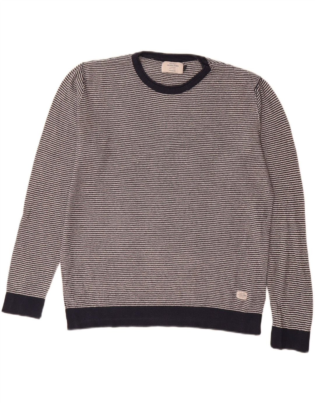 Pulover Jack & Jones pentru bărbați, cu gât crew, cu dungi mari, bleumarin