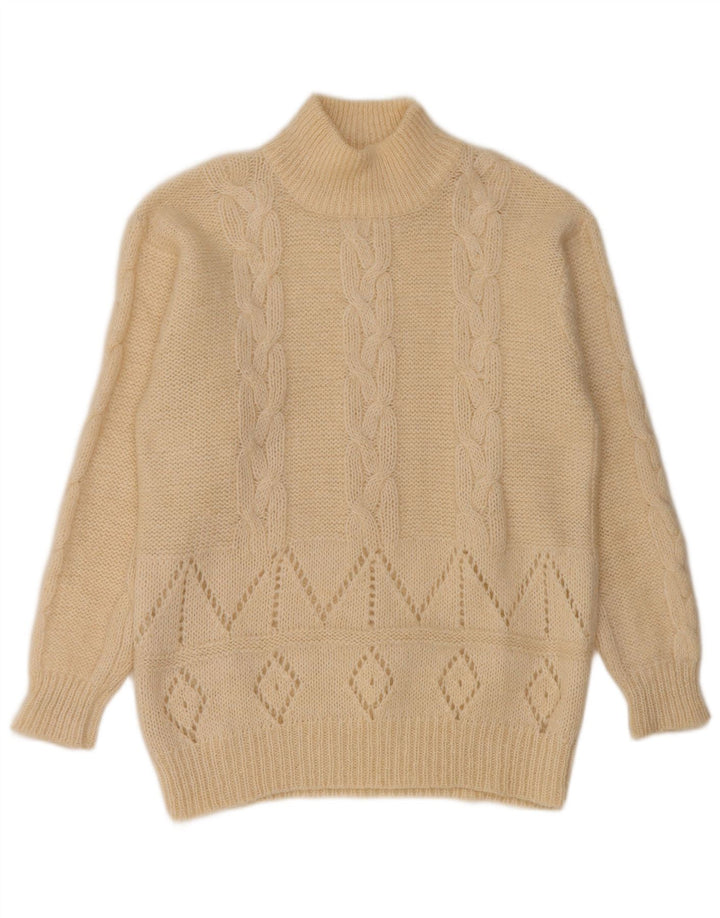 Pulover vintage cu gât țestoasă pentru femei UK 14 Medium White