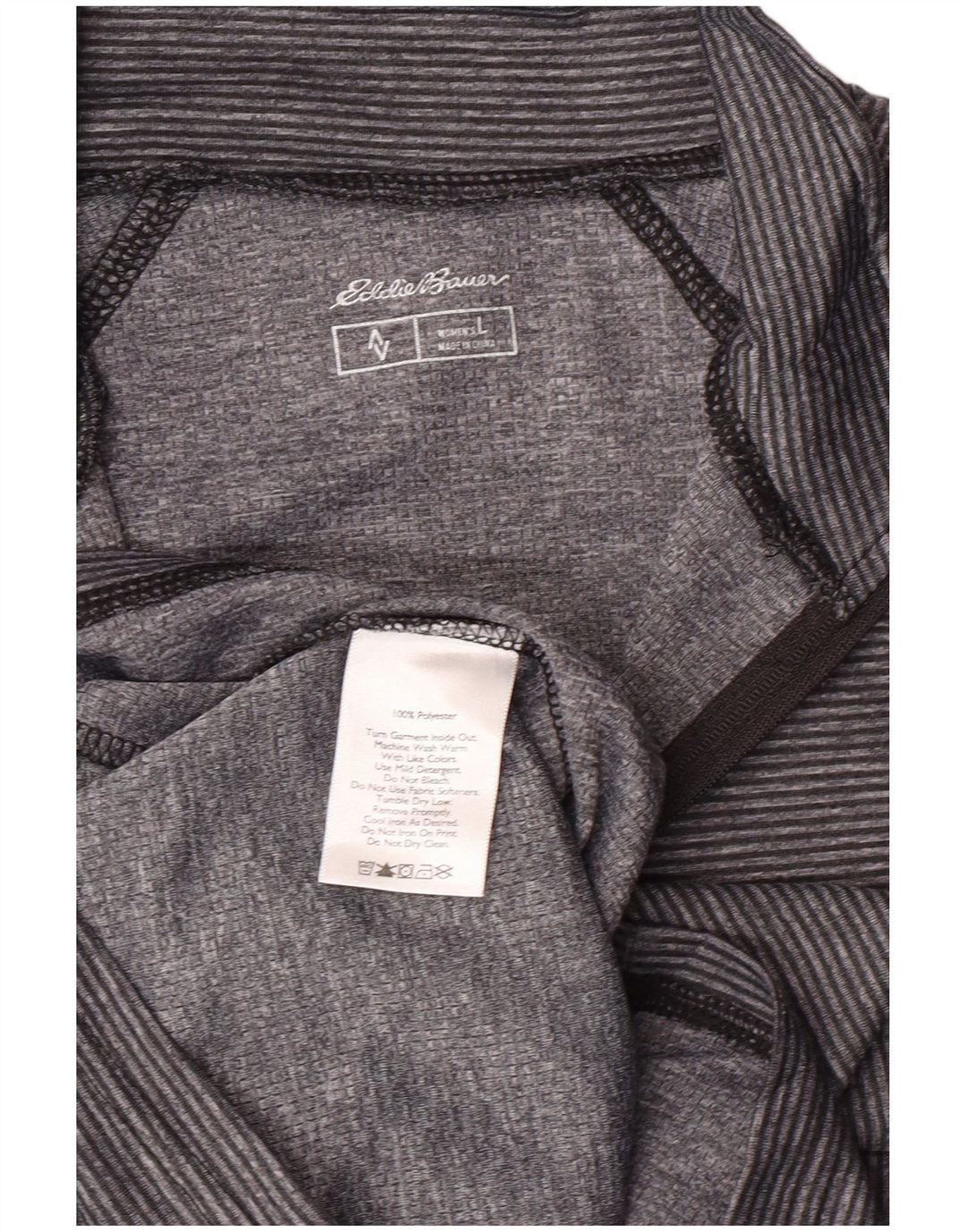 Eddie Bauer Top cu fermoar pentru femei cu mânecă lungă UK 14 Sport mare cu dungi gri