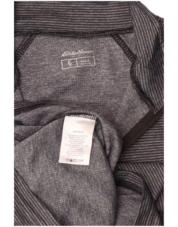 Eddie Bauer Top cu fermoar pentru femei cu mânecă lungă UK 14 Sport mare cu dungi gri