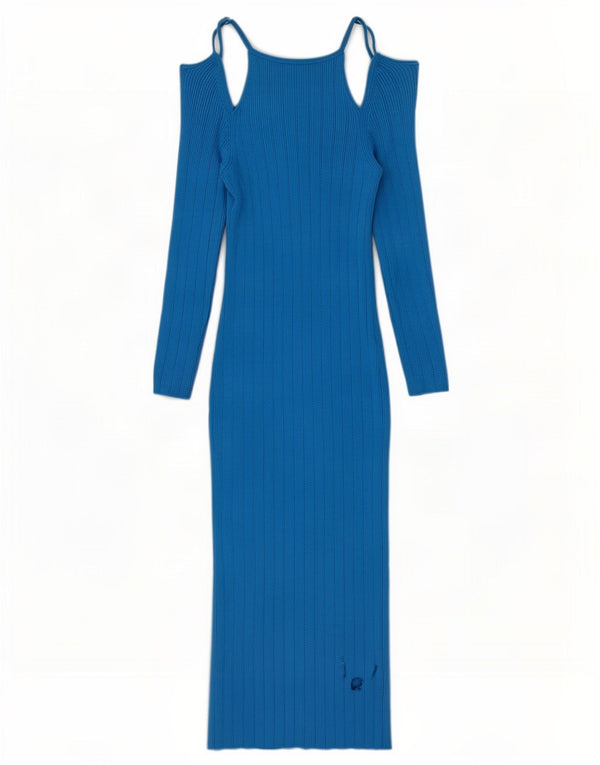 Rochie Maxi cu mânecă lungă pentru femei Zara UK 12 Medium Blue Viscose