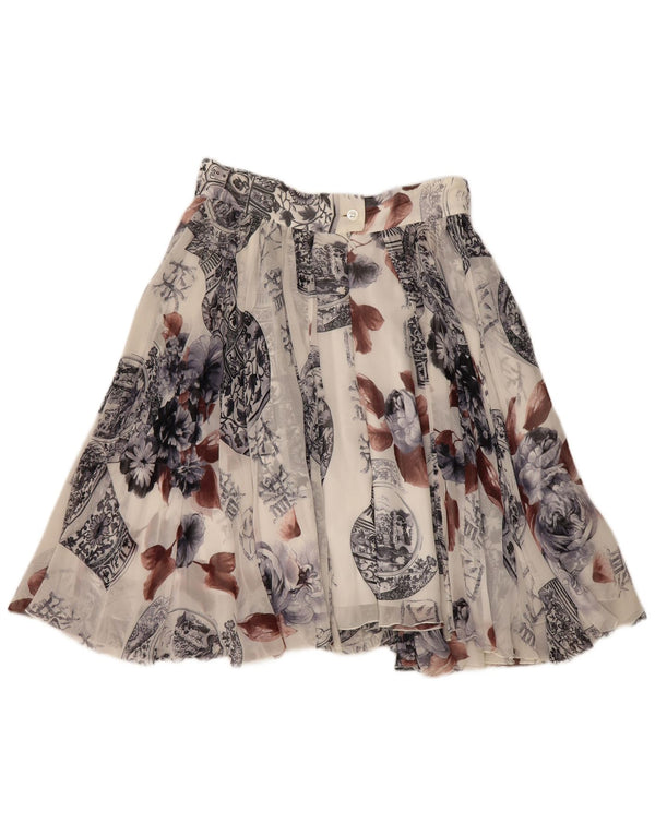 Fusta evazată cu model abstract Sportmax pentru femei UK 14 Medium W28 Alb