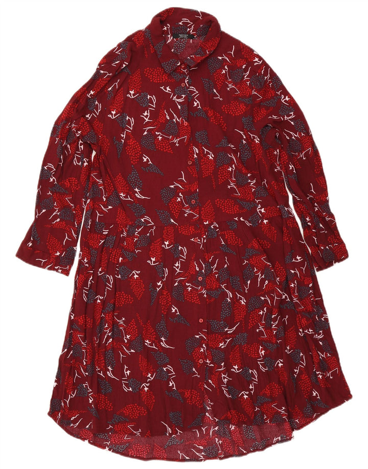 Rochie Parfois pentru femei, cu model abstract, în etaje, UK 14, viscoză de culoare burgundă medie