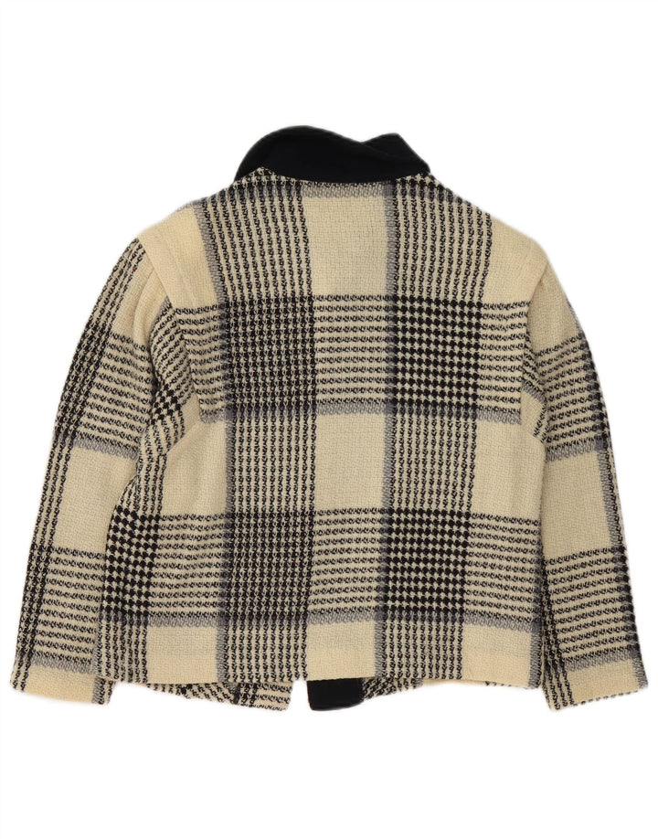 Jachetă Blazer Vintage pentru femei cu 3 nasturi UK 10, în carouri alb, mic